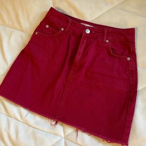 RED DENIM SKIRT TOPSHOP